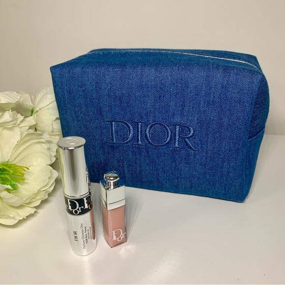 Christian Dior Makeup Eye & Lip Set with Blue Denim Cosmetic Makeup Pouch bag - Picture 4 of 12